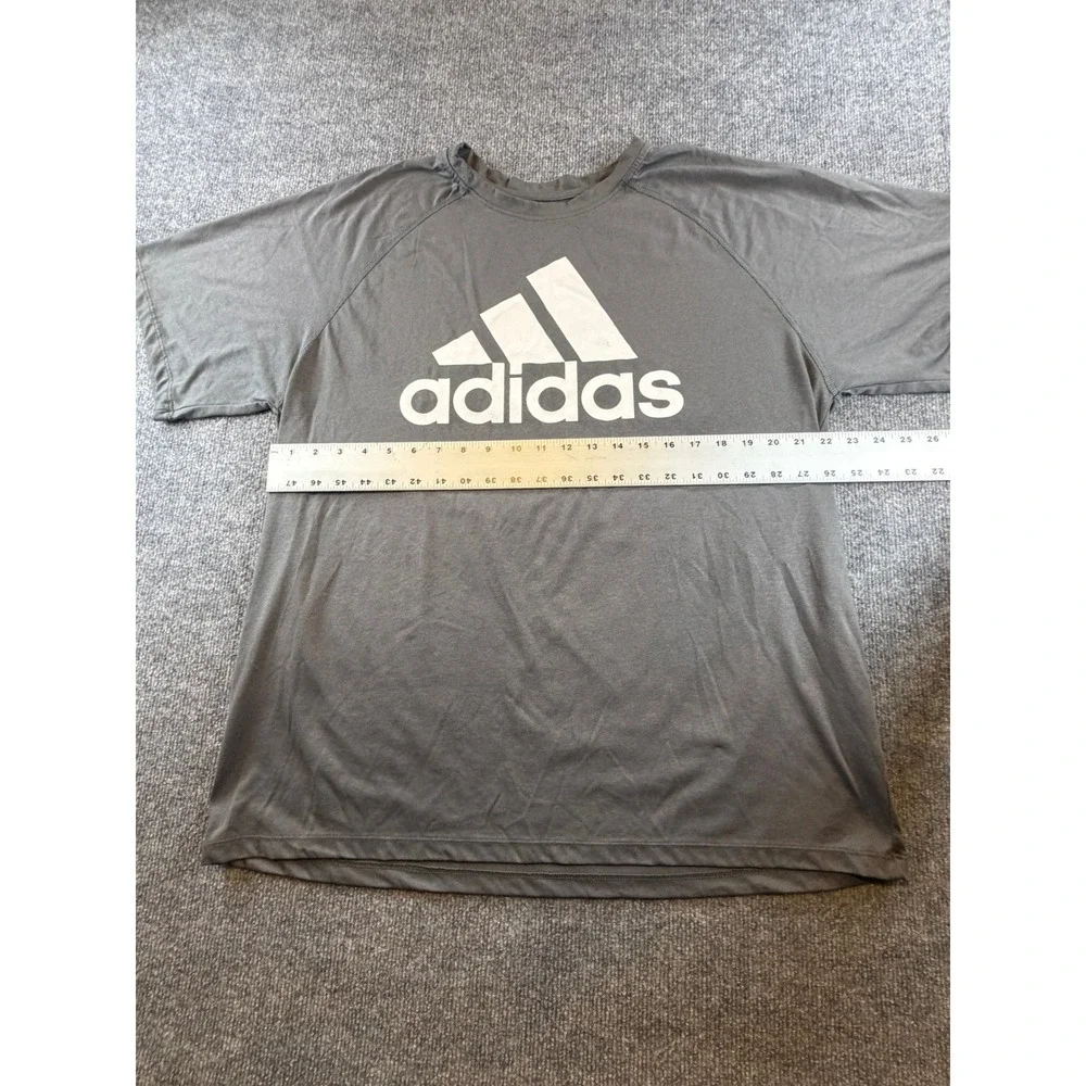 Adidas Climalite Mens XL Gray Short Sleeve Performance Graphic Logo T-Shirt